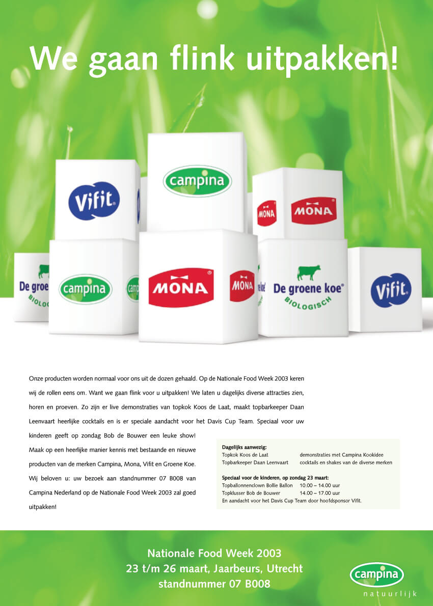 Tekst en concept Campina, advertenties vakbladen