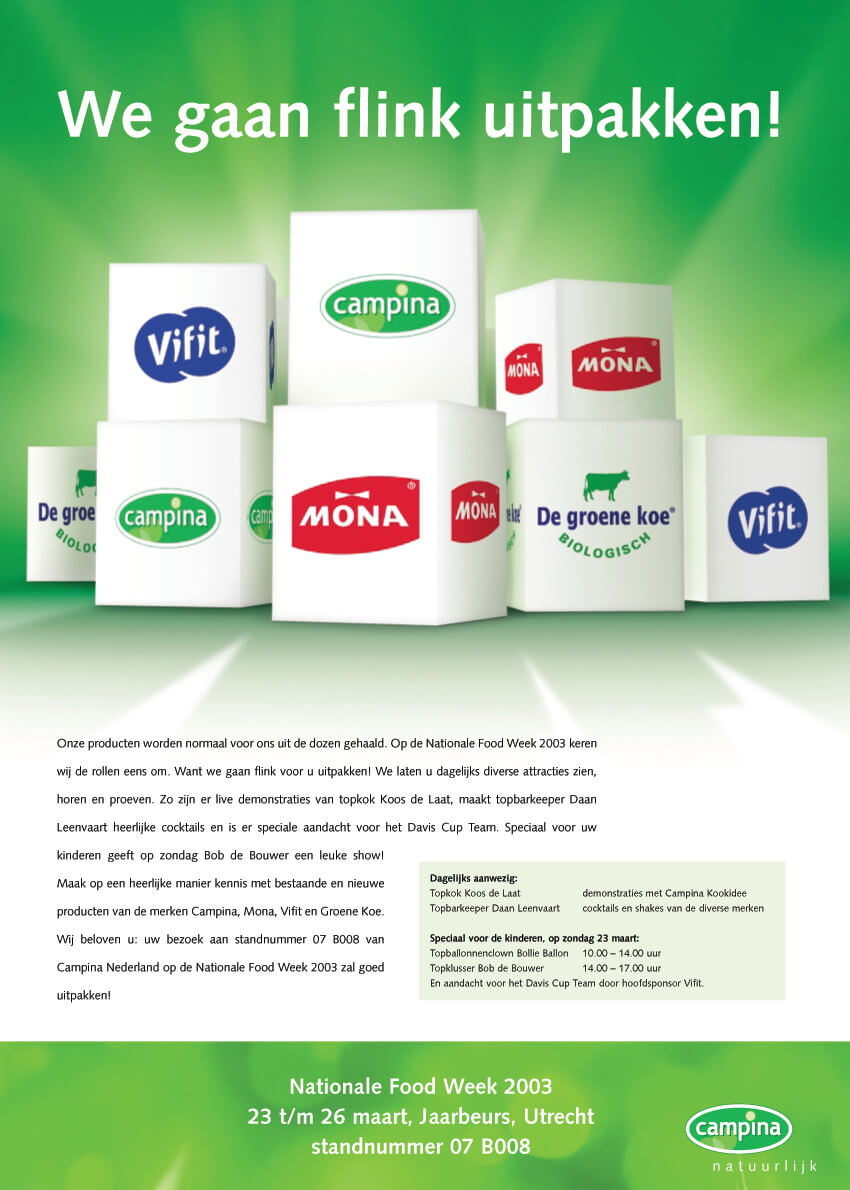Tekst en concept Campina, advertenties vakbladen