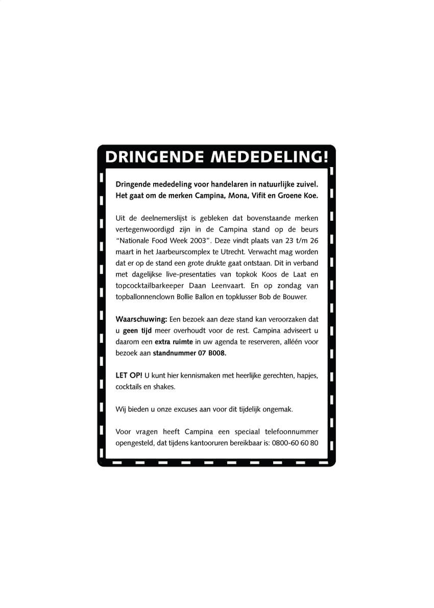 Tekst en concept Campina, advertenties vakbladen