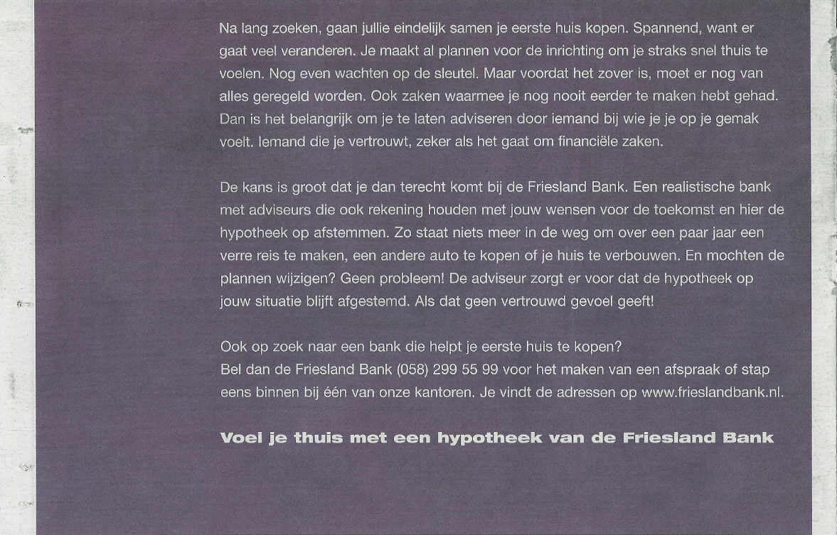 teksten Friesland Bank brochures
