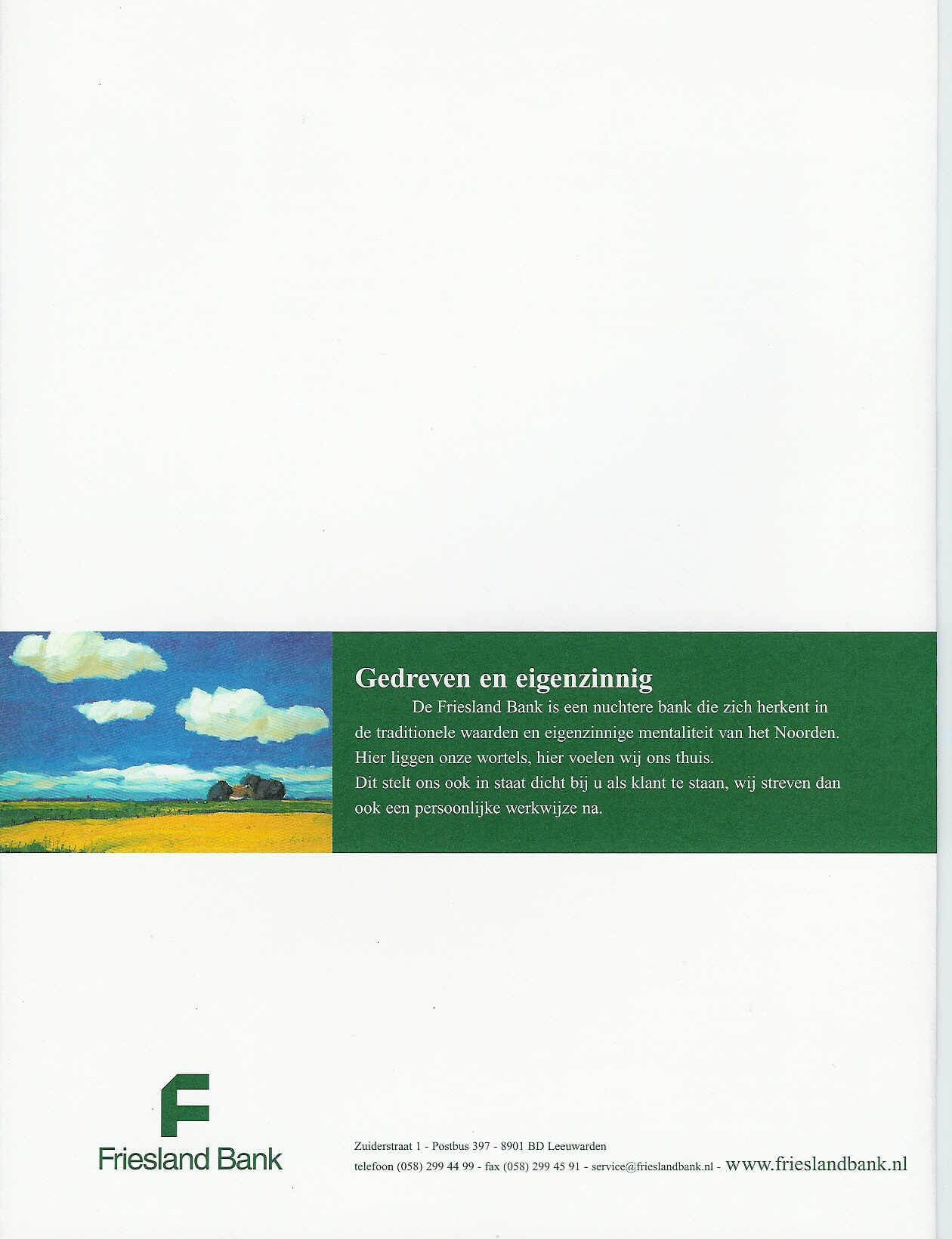 Friesland Bank, corporate tekst - 2001
