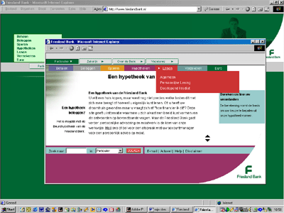 Eerste website Friesland Bank, tekst en concept - 2001