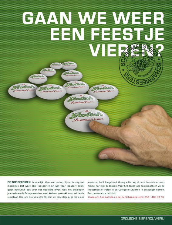 Concept en tekst - Grolsch - advertenties vakbladen