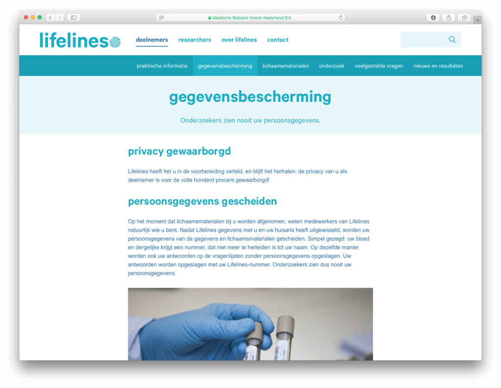 Lifelines website, tekst: Jeroen Tollenaar