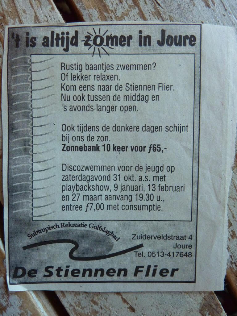 Een Zaak Van Communicatie - Jeroen Tollenaar, De Stiennen Flier, slogan 't is altijd zomer in Joure 1