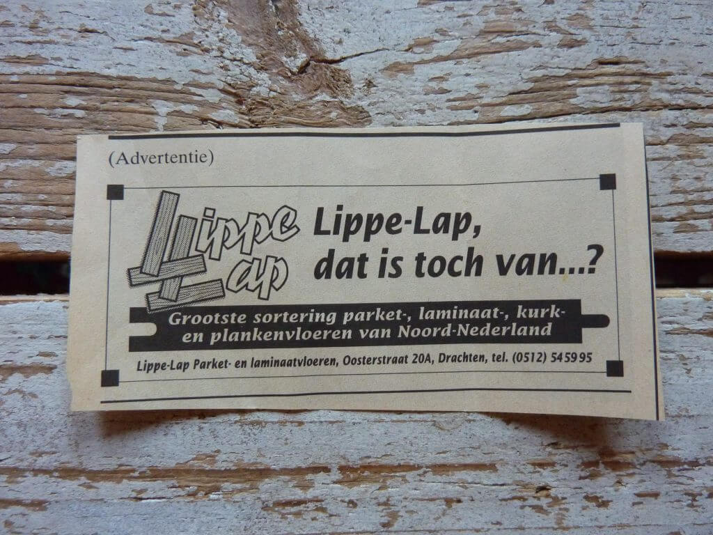 Een Zaak Van Communicatie - Jeroen Tollenaar, Lippe-Lap Parketvloeren, advertentie introductie 2, i.o.v. Bokma Reclame