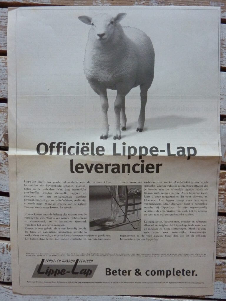 Paginagrote Lippe-Lap advertentie, jaren 90. Een Zaak Van Communicatie, Jeroen Tollenaar.